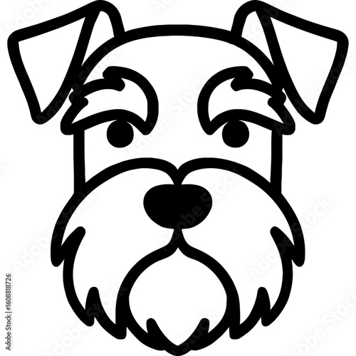 Miniature schnauzer dog head front view outline icon vector