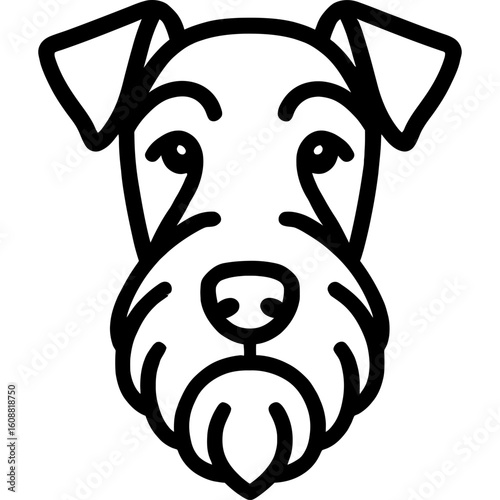 Airedale terrier dog head front view outline icon vector