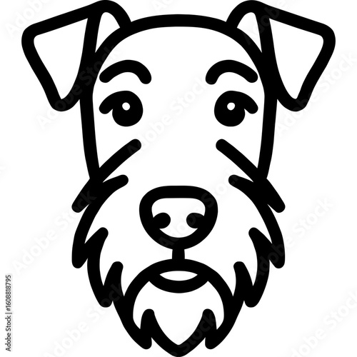 Airedale terrier dog head front view outline icon vector