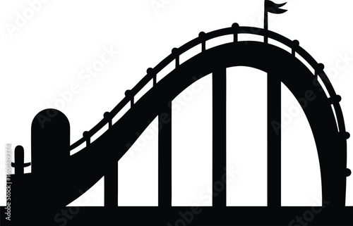 Rollercoaster silhouette vector. Rollercoaster Black flat icon illustration