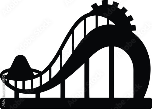 Rollercoaster silhouette vector. Rollercoaster Black flat icon illustration