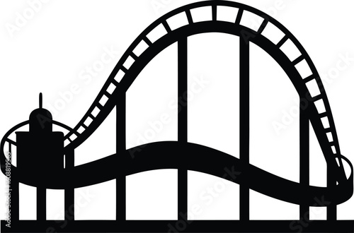 Rollercoaster silhouette vector. Rollercoaster Black flat icon illustration