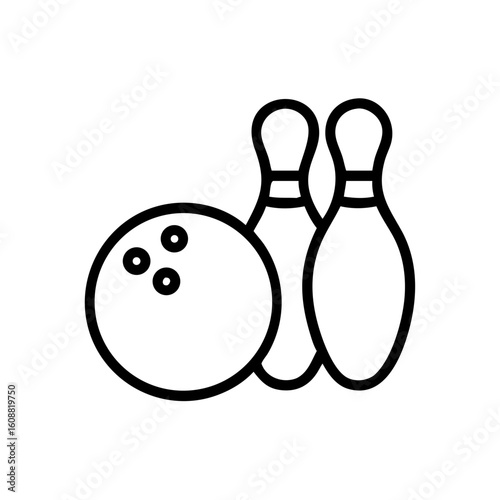 Icon of a bowling ball and pins representing the sport