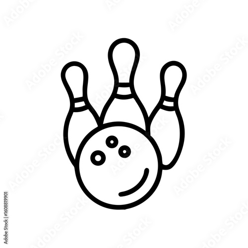 Icon of a bowling ball and pins representing the sport