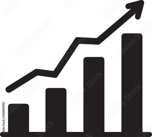 Revenue Icon – Black and White Minimalist Dollar and Bar Graph Vector Illustration