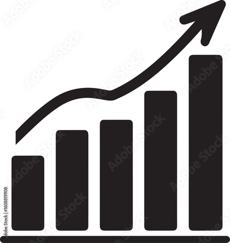 Revenue Icon – Black and White Minimalist Dollar and Bar Graph Vector Illustration