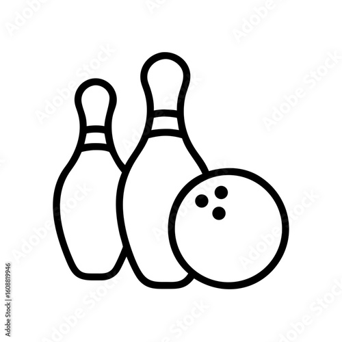 Icon of a bowling ball and pins representing the sport