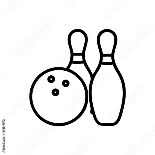 Icon of a bowling ball and pins representing the sport