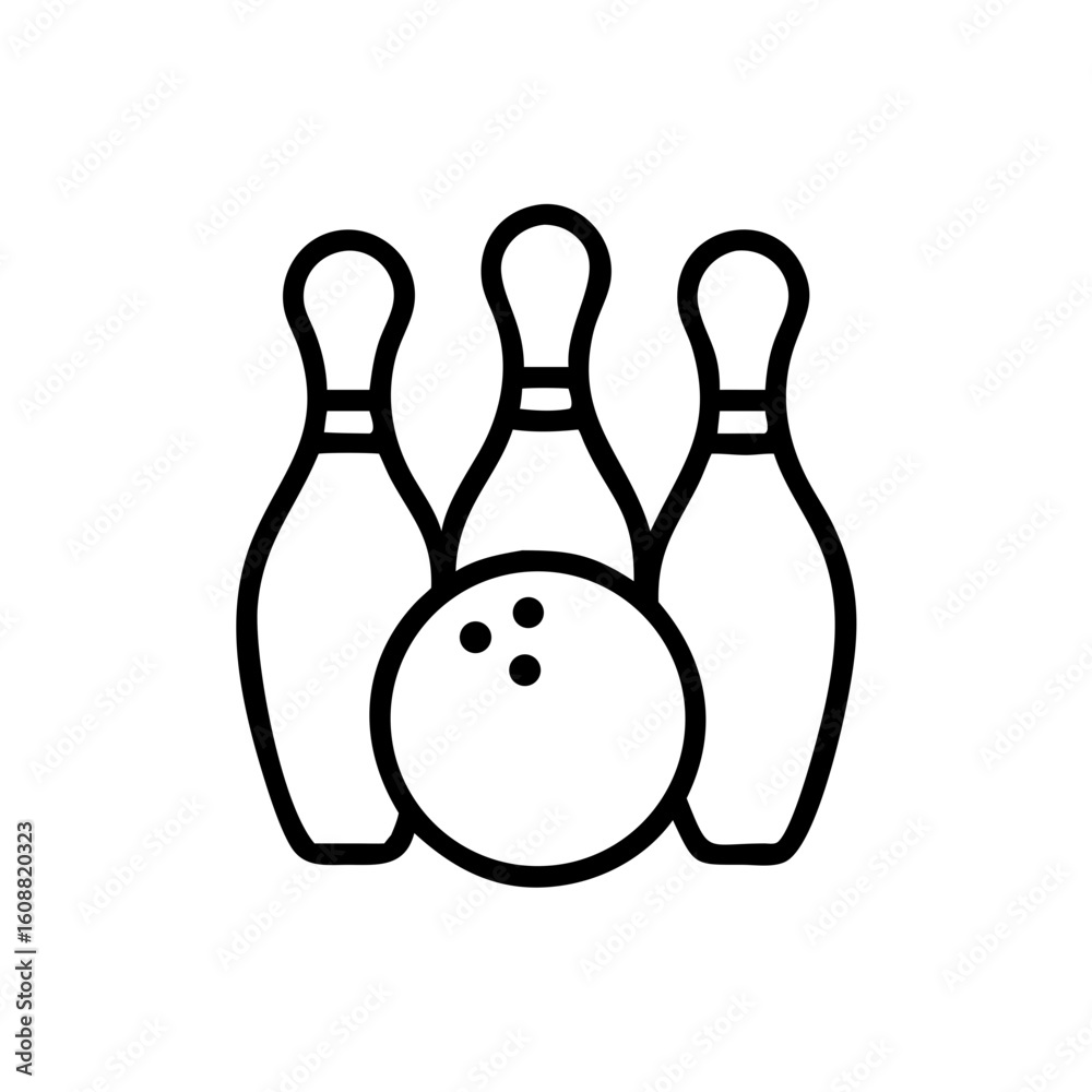 Fototapeta premium Icon of a bowling ball and pins representing the sport