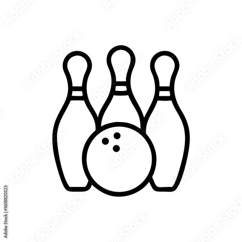 Icon of a bowling ball and pins representing the sport