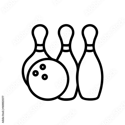 Icon of a bowling ball and pins representing the sport