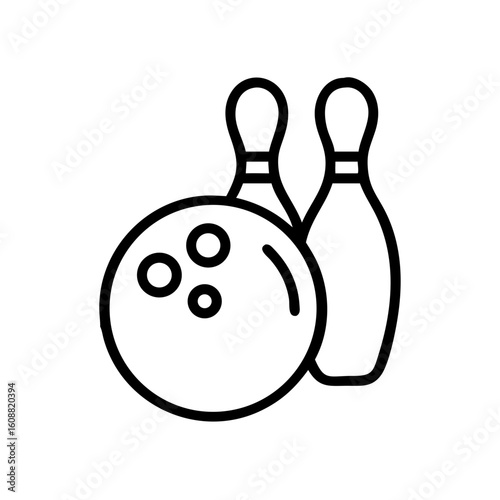 Icon of a bowling ball and pins representing the sport