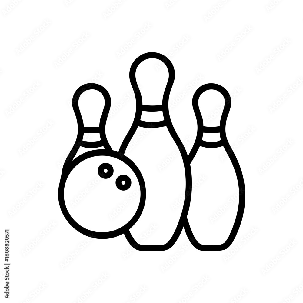 Fototapeta premium Icon of a bowling ball and pins representing the sport