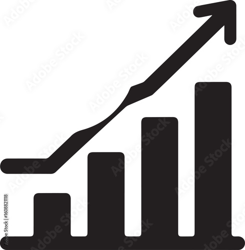Revenue Icon – Black and White Minimalist Dollar and Bar Graph Vector Illustration