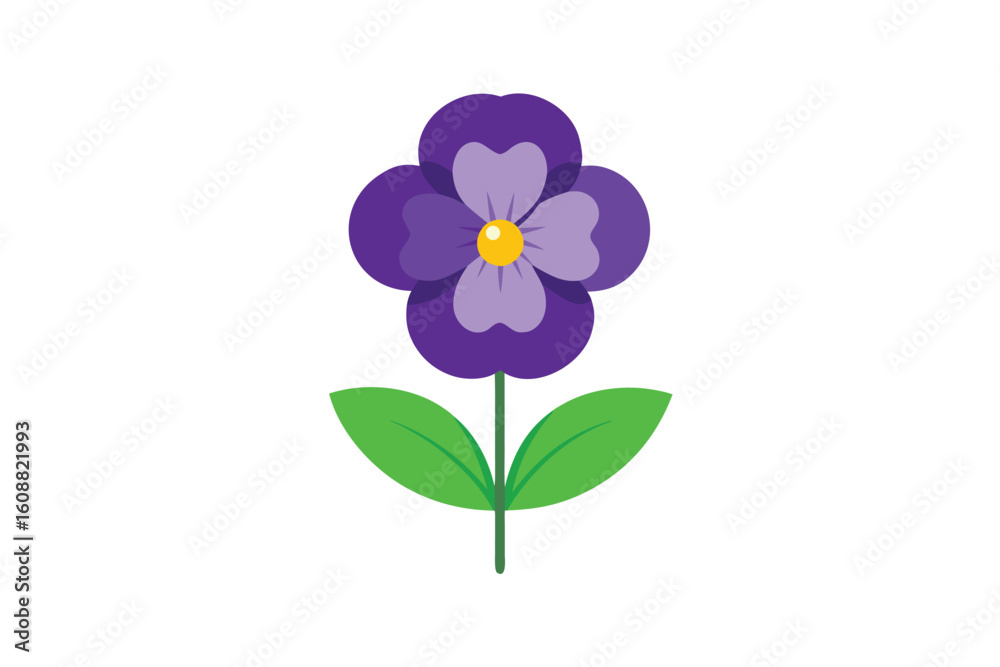 Obraz premium Cartoon Wild Violet Flower Vector On White