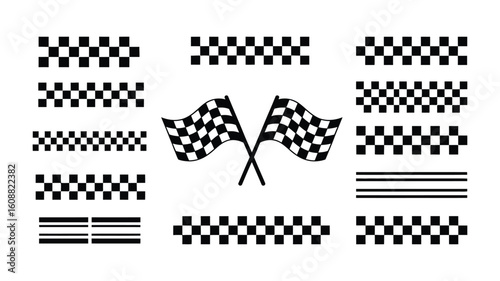  Racing Graphic Kit, Vector Bundle with Checkered Flags, Dynamic Lines, and Motorsport Decals for Performance Car Wraps and Racing-Themed Projects