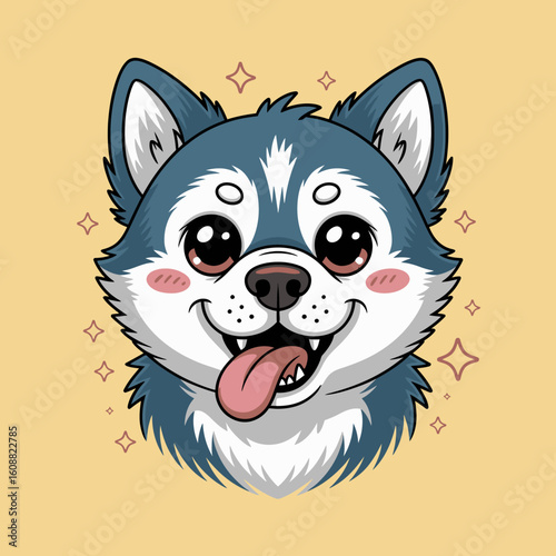 This cute husky dog character showcases a joyful smile and playful demeanor, highlighting the bond between pets and their owners in an adorable and engaging manner.