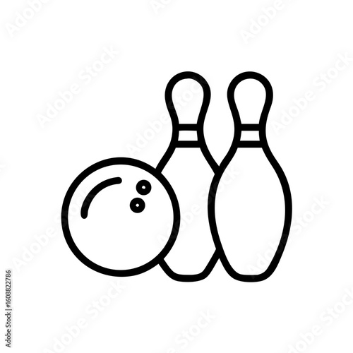Icon of a bowling ball and pins representing the sport
