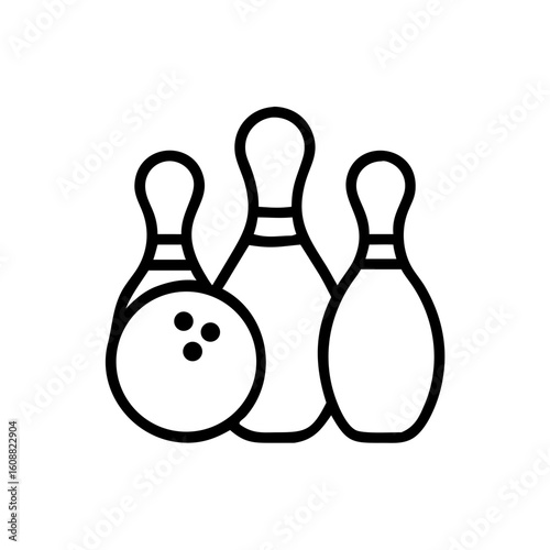 Icon of a bowling ball and pins representing the sport