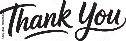 Elegant Thank You Script Text Vector Illustration for Appreciation and Gratitude