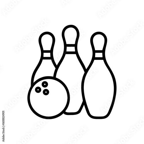 Icon of a bowling ball and pins representing the sport