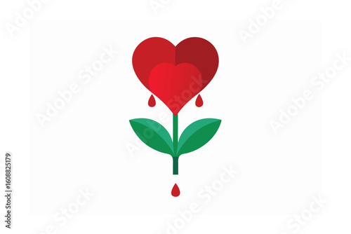 Minimalist Bleeding Heart Flower Vector On White Background
