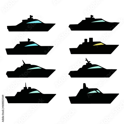 Minimalist Yacht Silhouette Icon Set