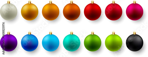 Color Christmas Baubles set isolated on white background.