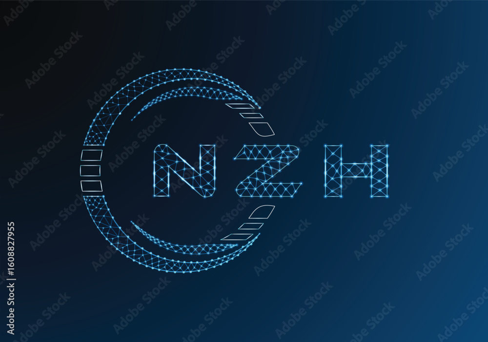 Naklejka premium NZH low poly letter logo vector design. NZH lower poly logo design. Low poly logo.
