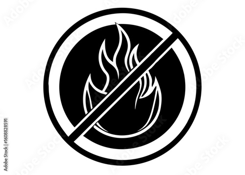 No Open Flame Fire Prohibition Sign Icon