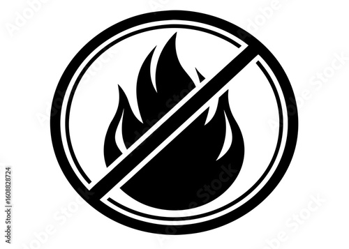 No Open Flame Fire Prohibition Sign Icon
