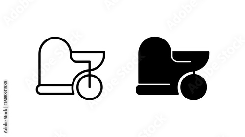 Baby Stroller Icons: Line Art and Solid Black Vector Graphics for Web and App Design
