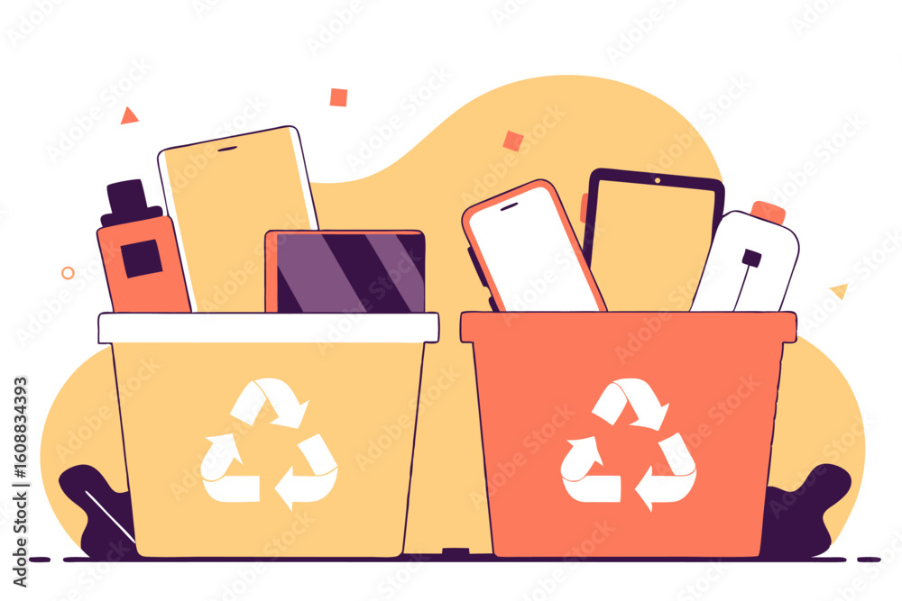 Fototapeta premium Recykling elektrośmieci. Koncepcja utylizacji zużytej elektroniki i dbania o środowisko.