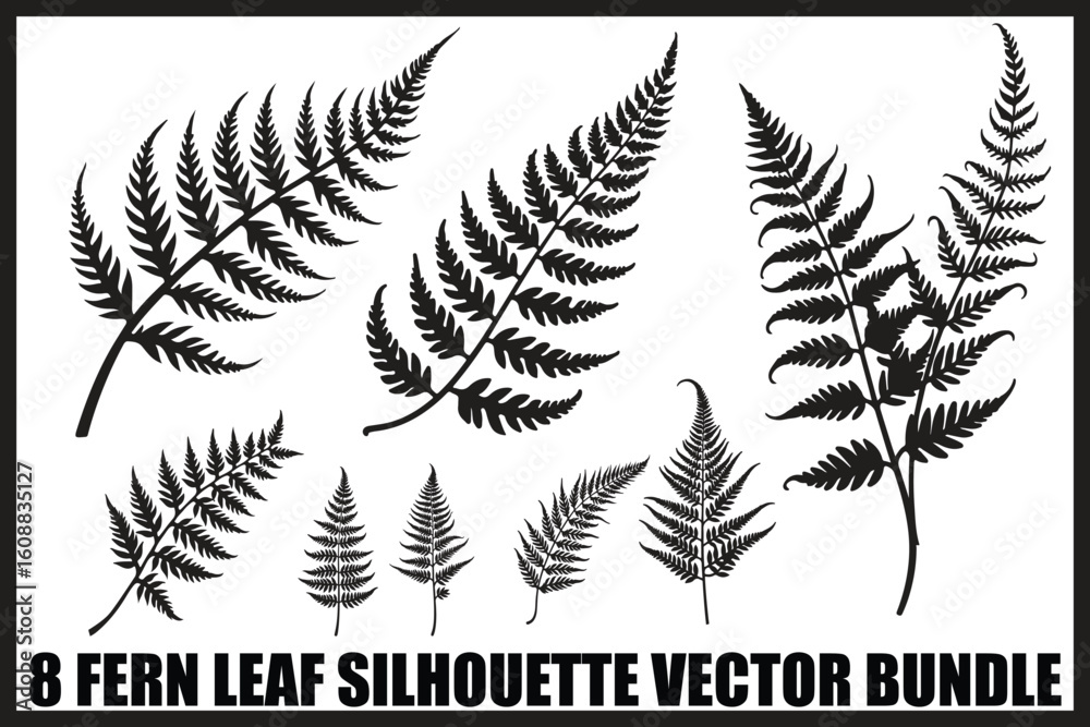 Naklejka premium 8 Fern Leaf Silhouette Bundle