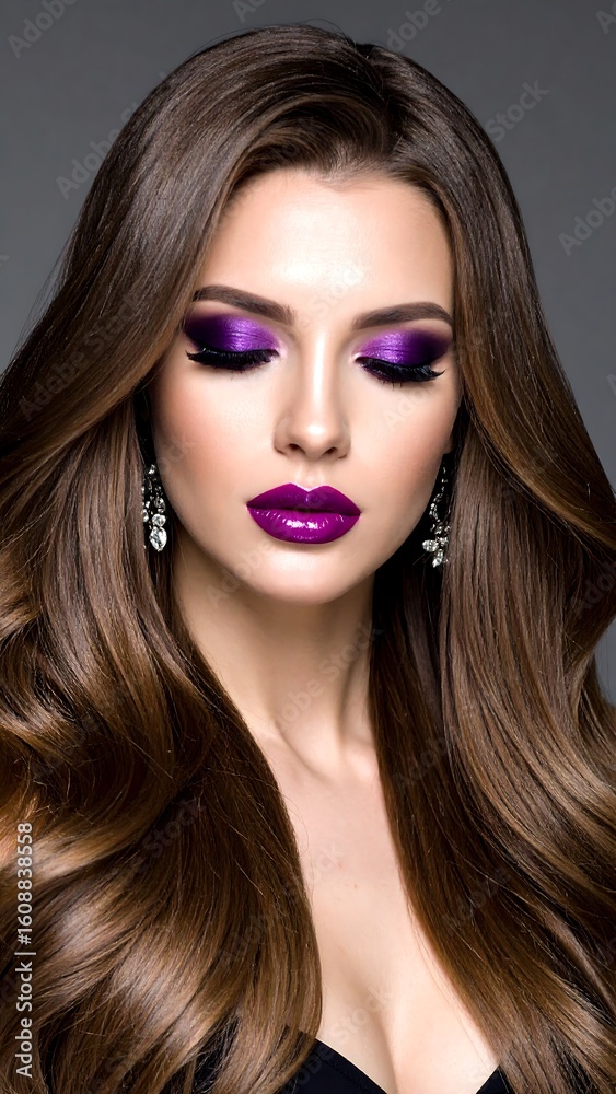 Fototapeta premium Woman with dramatic makeup and long hair