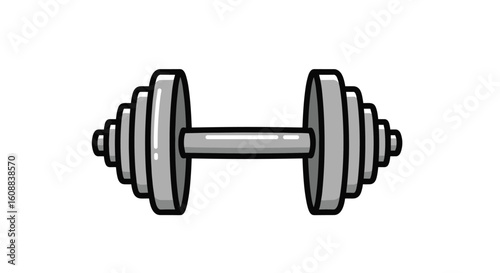 This illustration showcases a classic adjustable dumbbell with multiple weight plates stacked on each end attached to a central bar perfect for strength training exercises