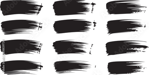 Grunge Brush Stroke Collection Vector Set for Artistic Design and Decoration