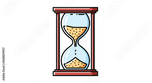 Visual representation of time passing using an hourglass filled with sand and liquid