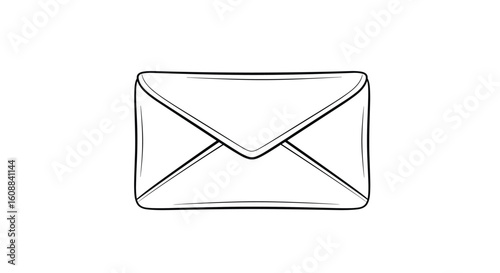 A simple line drawing of a white envelope with its flap folded down showing the seam detail and reinforced corners