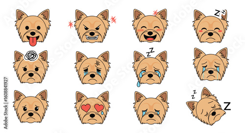 Adorable dog faces expressing a wide range of emotions and feelings with cute facial expressions