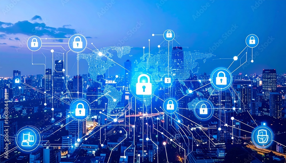 Obraz premium Global cybersecurity network