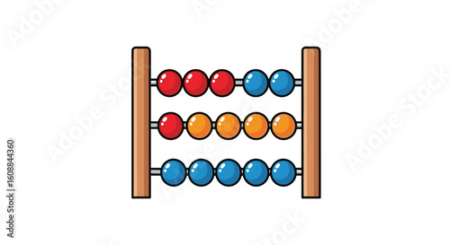 Wooden frame abacus with colorful beads for early childhood education and basic arithmetic practice