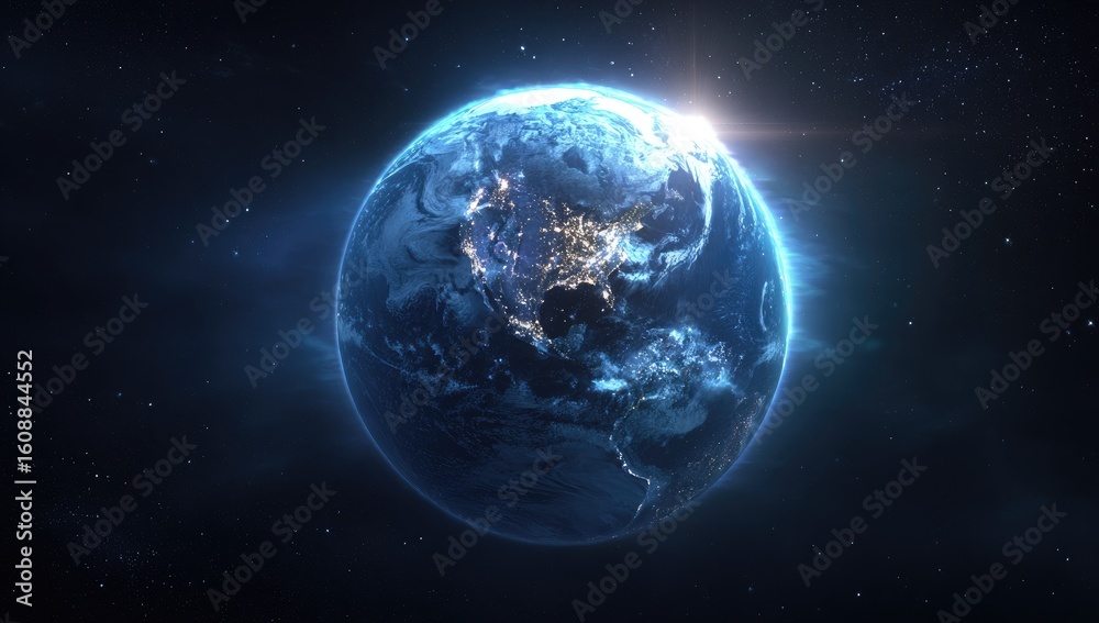 Obraz premium Earth, luminous, in space