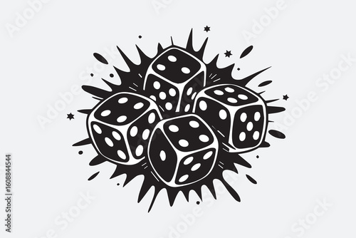 four dice illustration vector