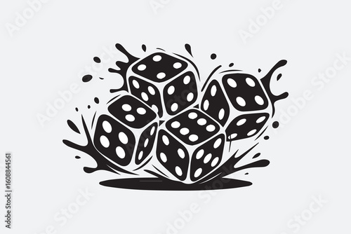 four dice illustration vector