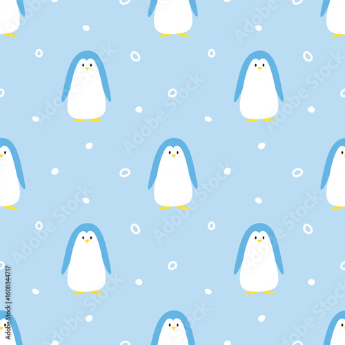Penguin cartoon seamless pattern background for wrapping, holiday, wallpaper and gift
