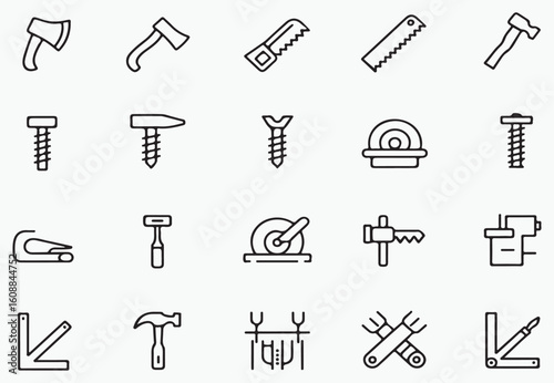 Assorted tools and fasteners hammer screw
