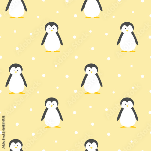 Penguin cartoon seamless pattern background for winter, wrapping, holiday, wallpaper and gift