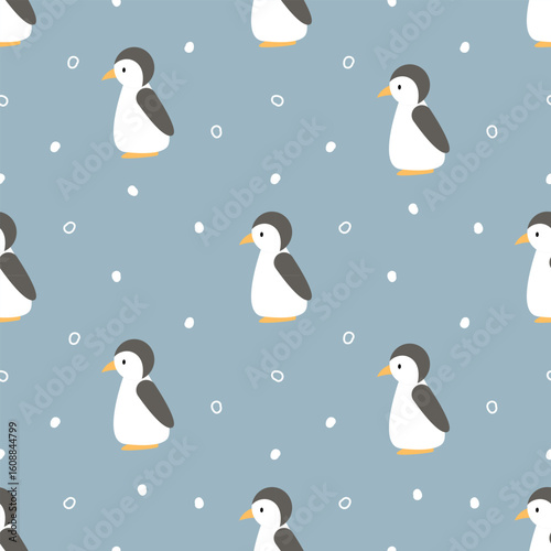 Penguin cartoon seamless pattern background for wrapping, holiday, winter, wallpaper and gift