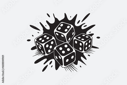 four dice illustration vector